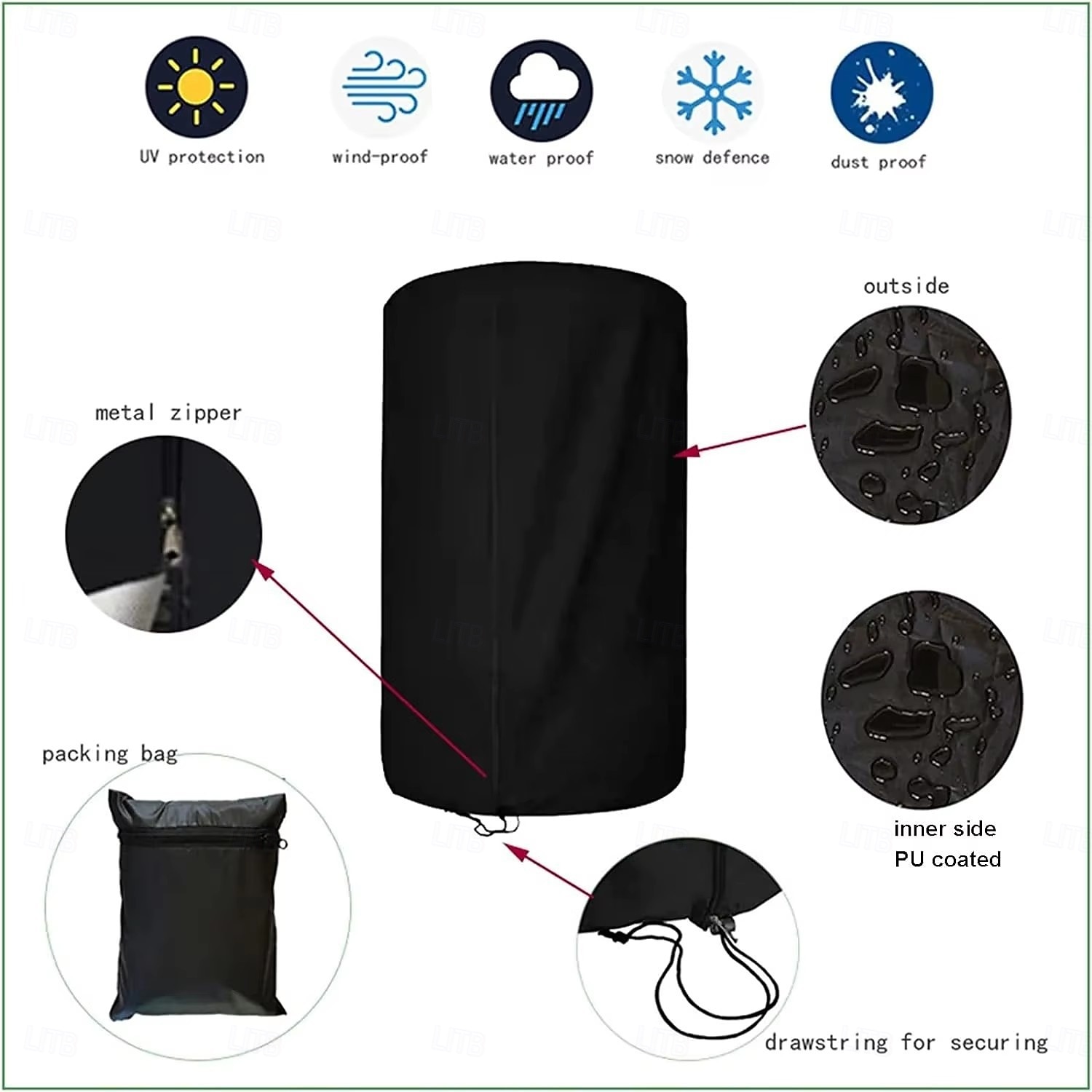 Capas para armazenamento de pneus, capa grande para pneus de inverno, impermeável, com bolsa de armazenamento prática, capa resistente às intempéries para empilhar pneus (comporta 4 pneus, diâmetro de de 2026 por $18.99 –P3