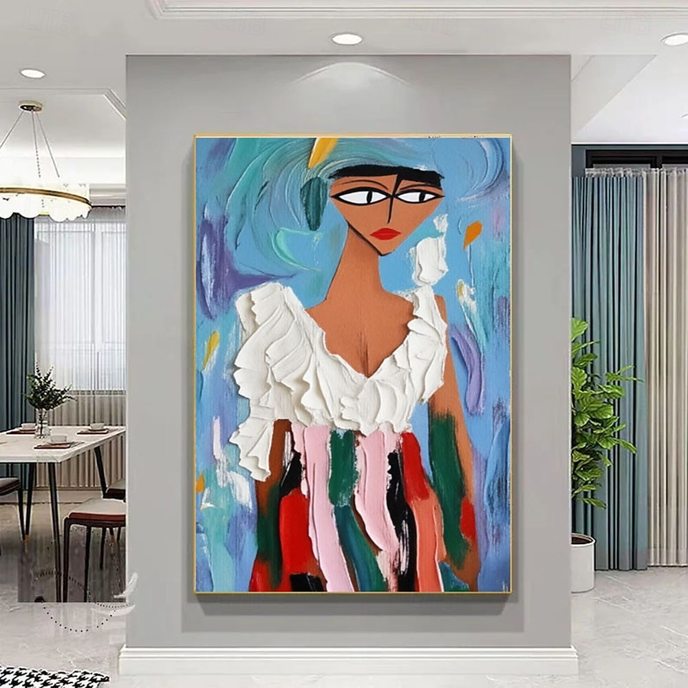 Hand Painted Abstract Portrait Woman Painting Oil Painting on Canvas ...