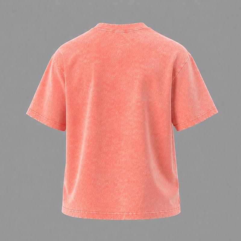 Tricou damă 100% bumbac, vintage, spălat, topuri, modă, stilat, clasic, mânecă scurtă, guler rotund, topuri lungi, casual, zilnic, plajă, trandafir, roșu, albastru, verde iarbă, negru, portocaliu, vară, primăvară 2026 - $21.99 –P4