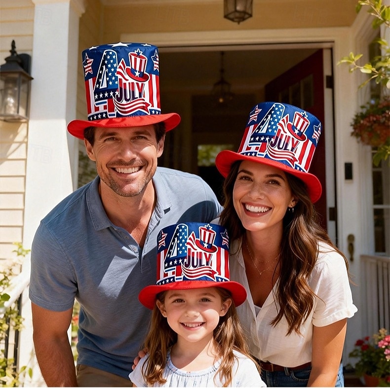 Sombrero de copa con la bandera estadounidense para hombres, mujeres y niños, sombrero patriótico del tío Sam, accesorio de disfraz para el 4 de julio, Día de la Independencia de EE. UU., para 2026 - $12.99 –P3