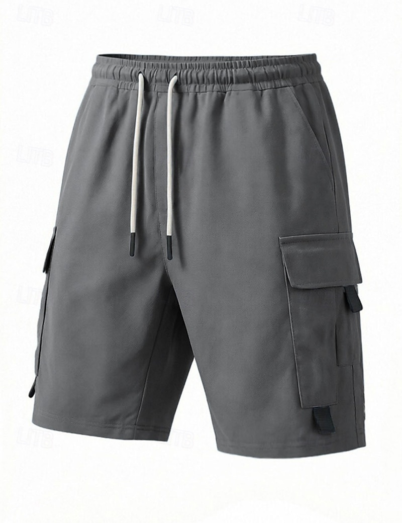 Voor heren Ladingbroek Cargoshorts Korte broek Casual korte broek Zak Elastische taille Effen Knielengte Casual Buiten Streetwear Modieus Streetwear Zwart Marineblauw Inelastisch 2026 - $22.99 –P13