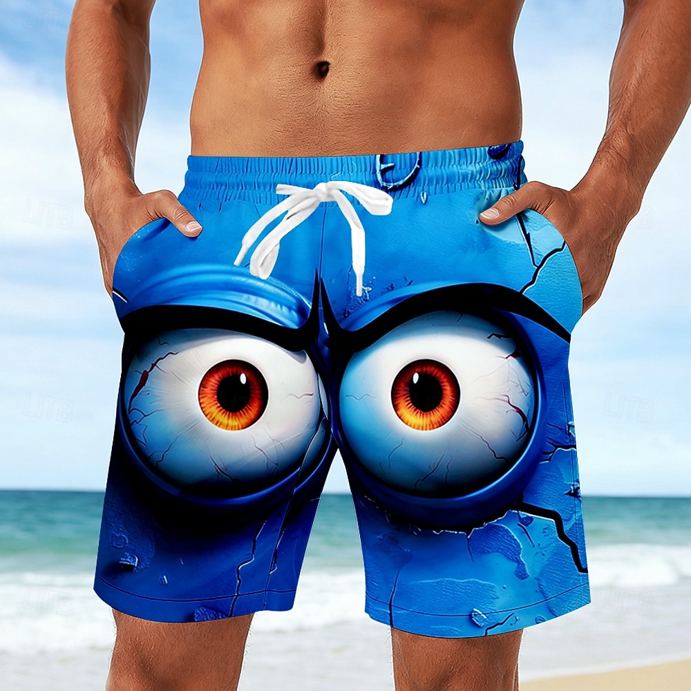 Herr 3D Print 3D-seriefigur Stora ögon Badshorts Baddräkter Badshorts Boardshorts Medium Midja Rolig Strandsemester Sidfickor Mesh foder Elastisk dragsko i midjan Designer Kläder 2026 - $20.99 –P4