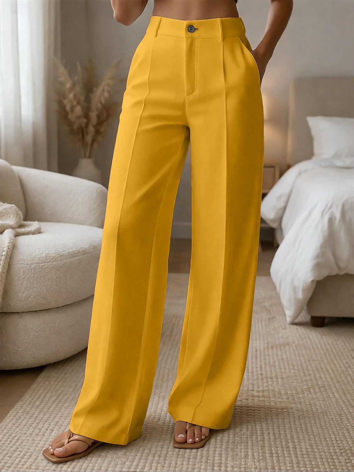 Γυναικεία Πλατύ Πόδι Παντελόνια Παντελόνι επίσημο Casual παντελόνι Μοντέρνα Κομψό στυλ street Βασικό Πλήρες μήκος Ψηλή Μέση Σκέτο Τσέπη Ελαστική μέση Άνετο Ανελαστικό Καθημερινά Γραφείο Διακοπές 2026 - $10.99 –P15