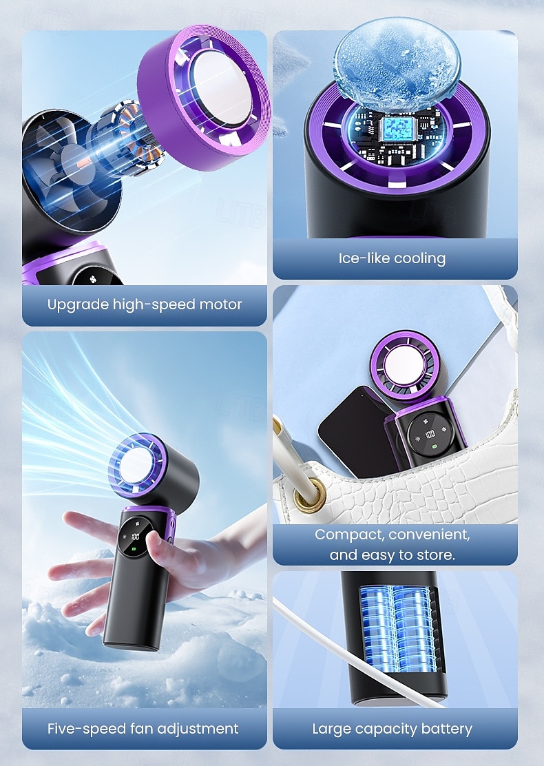 Turbo Fan USB Rechargeable Portable Neck & Handheld Fan with Built-in Night Light, 5-Speed Adjustable, Rotatable Head, Mini Personal Cooling Fan for Indoor, Outdoor, Travel, Camping 2026 - $35.99 –P2