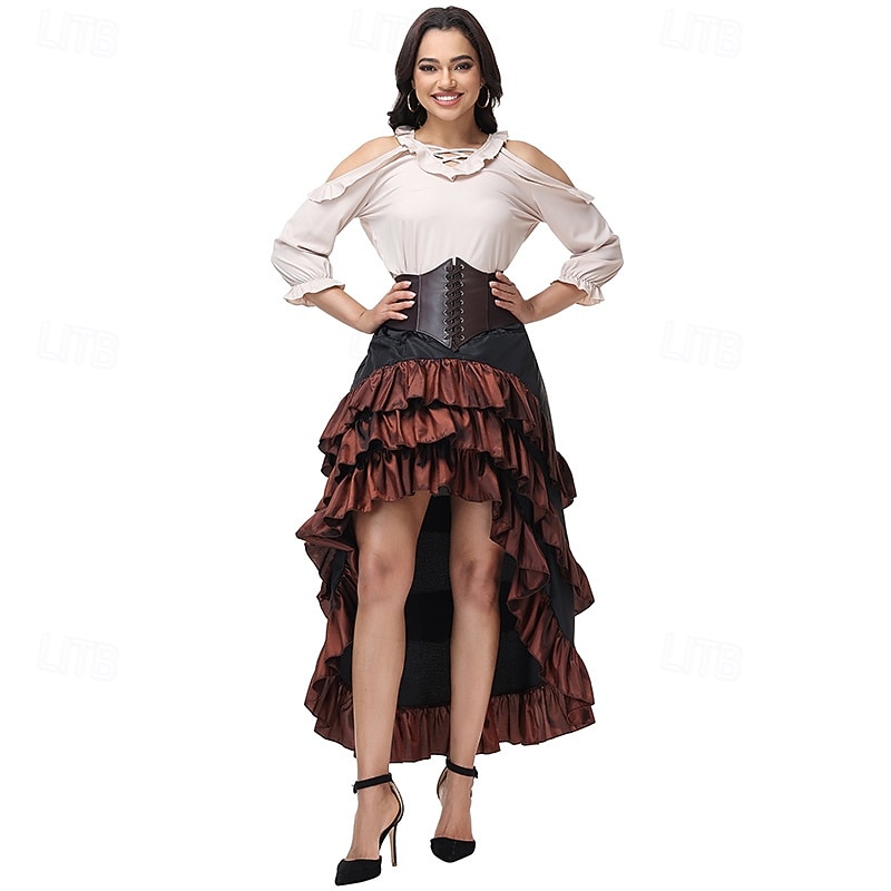 Set Medievale Rinascimento Gonna Blusa / Camicia Corsetto con accessori Pirata Costume Per donna Costumi da pirata Halloween Carnevale Mascherata Fiera Rinascimentale Festa a tema retrò Adulti Blusa del 2026 a $58.99 –P2