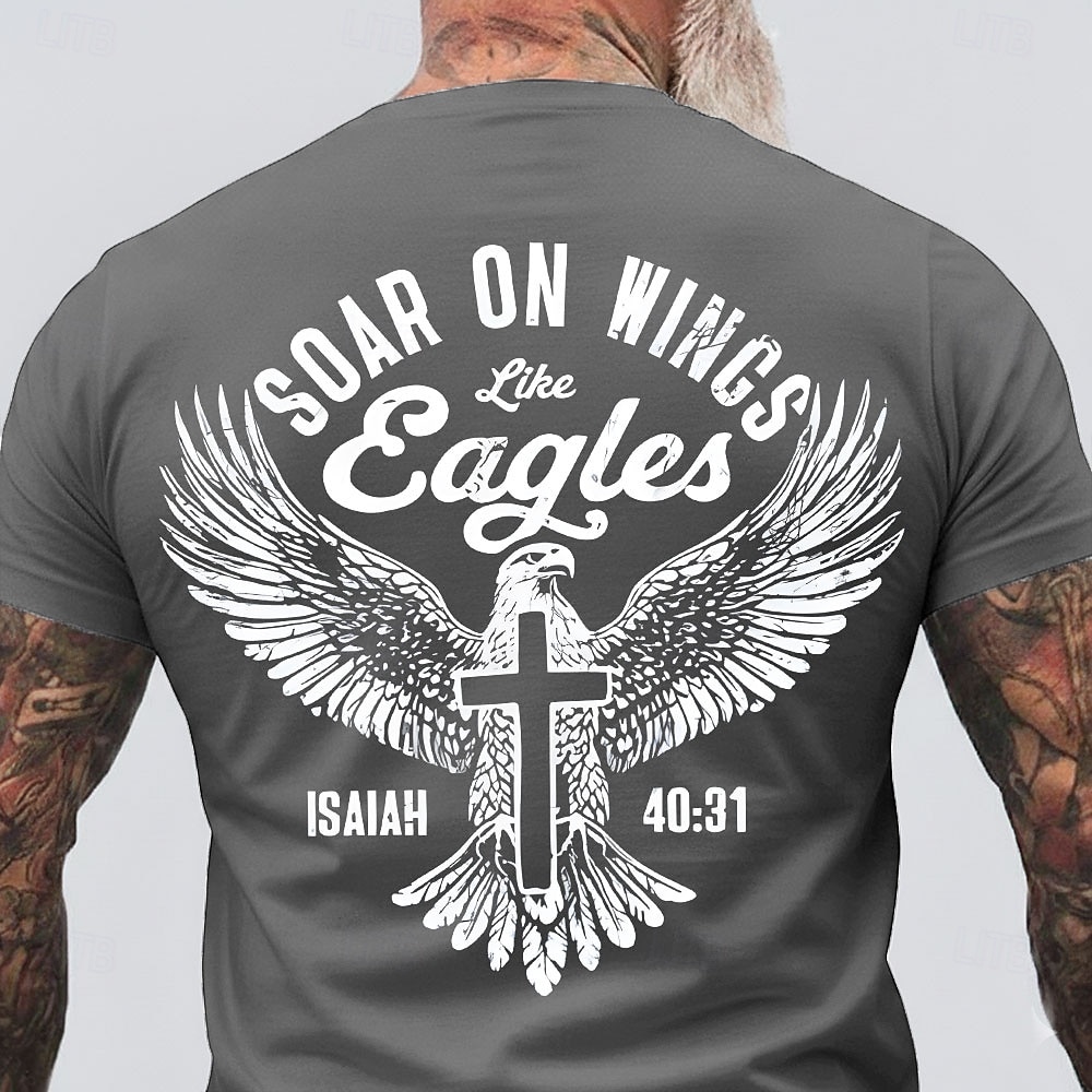 Men's Bible Soar On Wings Like Isaiah 40 31 Eagle Cross Christian Religious Faith Motivational T Shirt Graphic Crew Neck Regular Fit Casual Church Designer Clothing Apparel 2026 - $18.99 –P5