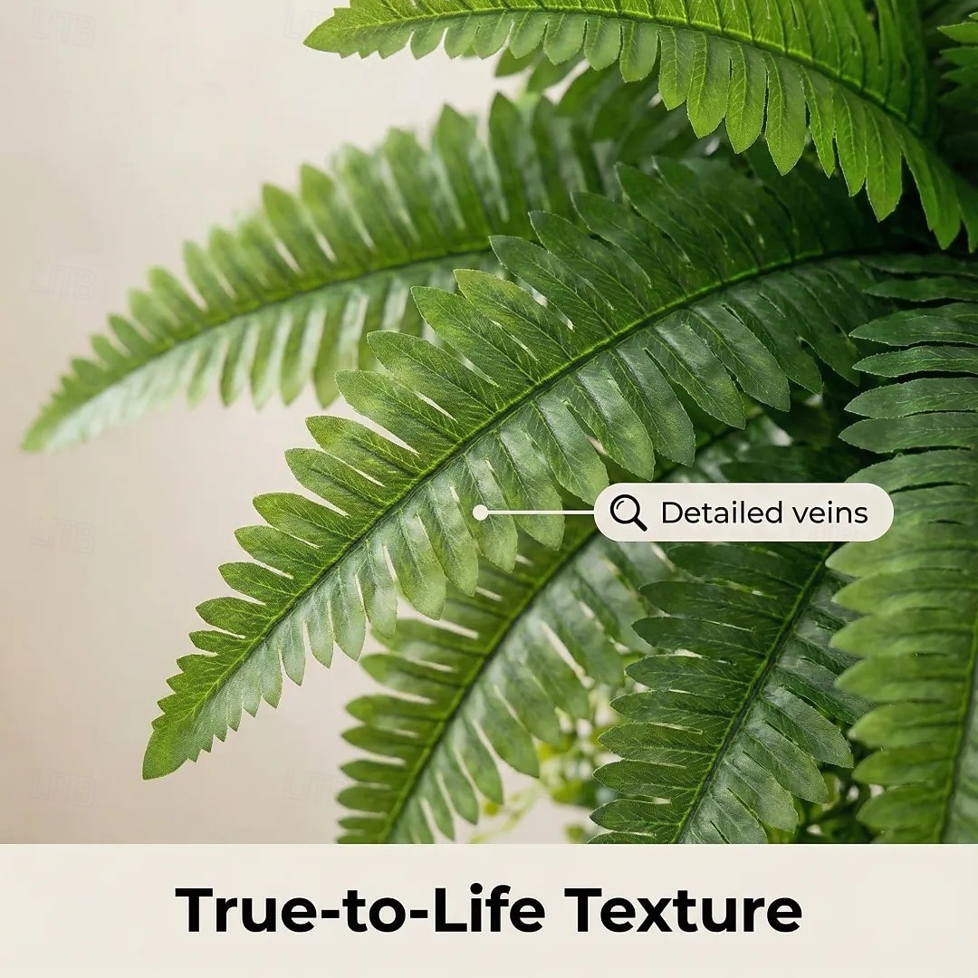 Sada umělých závěsných rostlin bostonské kapradiny, která působí jako skutečná, UV odolná, realistická umělá zeleň do interiéru &venkovní, závěsný koš, zeď, terasa, veranda, zahrada, svatba &bytové 2026 - $22.99 –P6