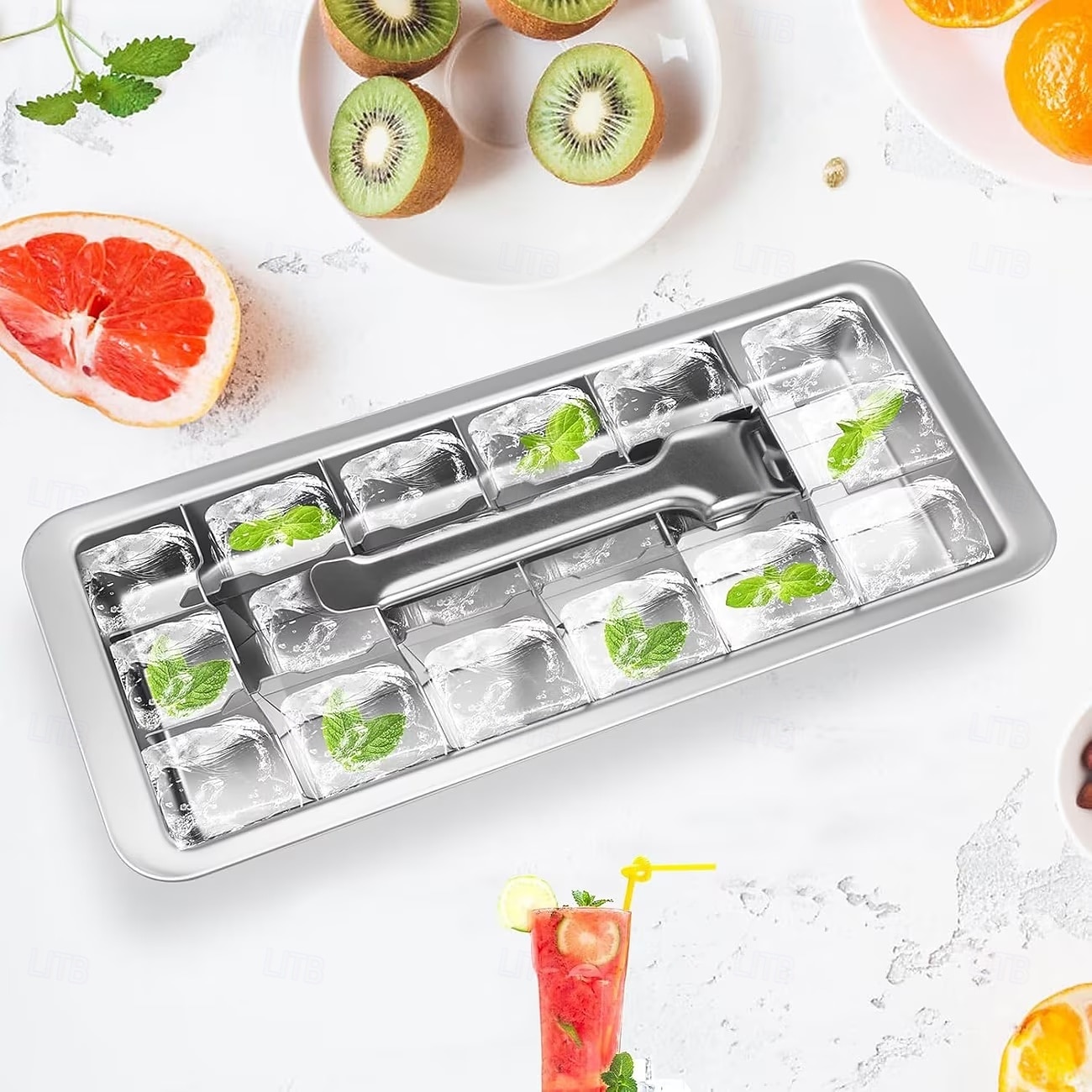 Vassoio per cubetti di ghiaccio in acciaio inox a 18 scomparti con maniglia per un facile rilascio, vassoio per il ghiaccio rimovibile per la preparazione di cubetti di ghiaccio e alimenti surgelati, del 2026 a $27.99 –P5