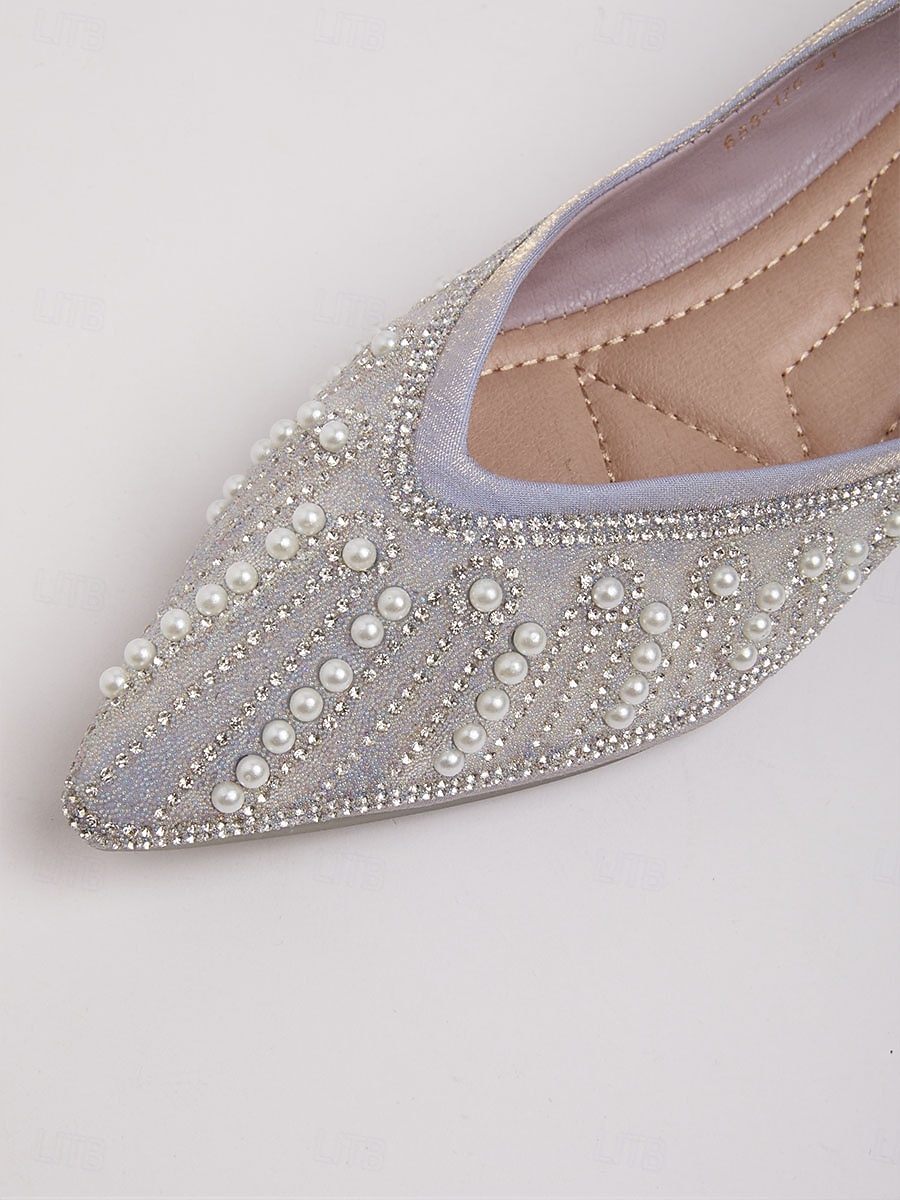 Γυναικεία Τεχνητό διαμάντι Επίπεδο Τακούνι Μυτερή Μύτη Κομψό Γκρίζο 2026 - $75.99 –P2