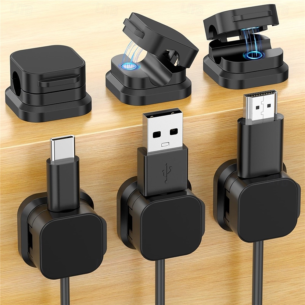 Confezione da 6 fermacavi magnetici, organizer per cavi da scrivania, gestione cavi da scrivania con forte adesivo per caricabatterie del telefono, computer, casa, ufficio, auto del 2026 a $9.99 –P2