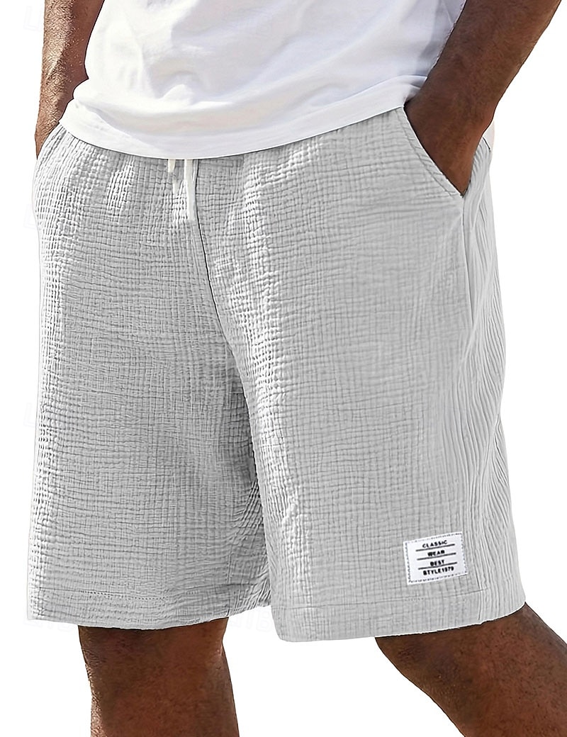 Voor heren Korte broek Linnen korte broek Zomer korte broeken Strandshorts Trekkoord Elastische taille Effen Comfort Ademend Knielengte Dagelijks Buiten Feestdagen Vakantie Modieus blauw Zwart 2026 - $25.99 –P5