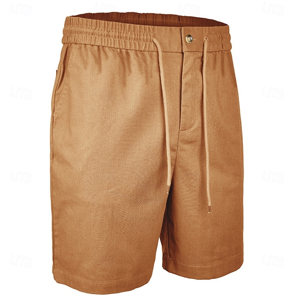 Men's Shorts Linen Shorts Summer Shorts Beach Shorts Drawstring Elastic Waist Plain Comfort Breathable Short Daily Outdoor Beach Vacation Fashion Blue Black Inelastic 2026 - $29.99 –P17