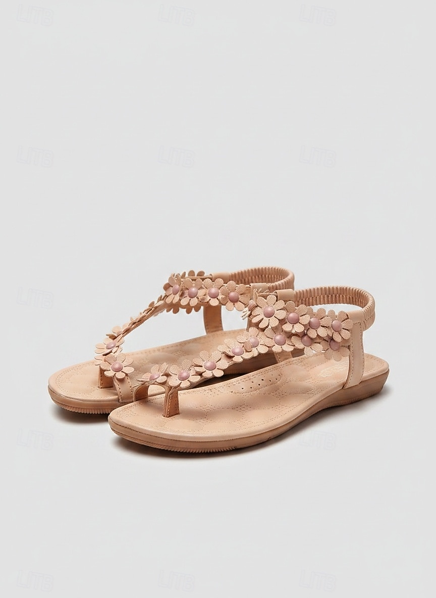 sandálias femininas com tiras em T e detalhes florais e sola acolchoada – perfeitas para passeios casuais de verão de 2026 por $19.99 –P1