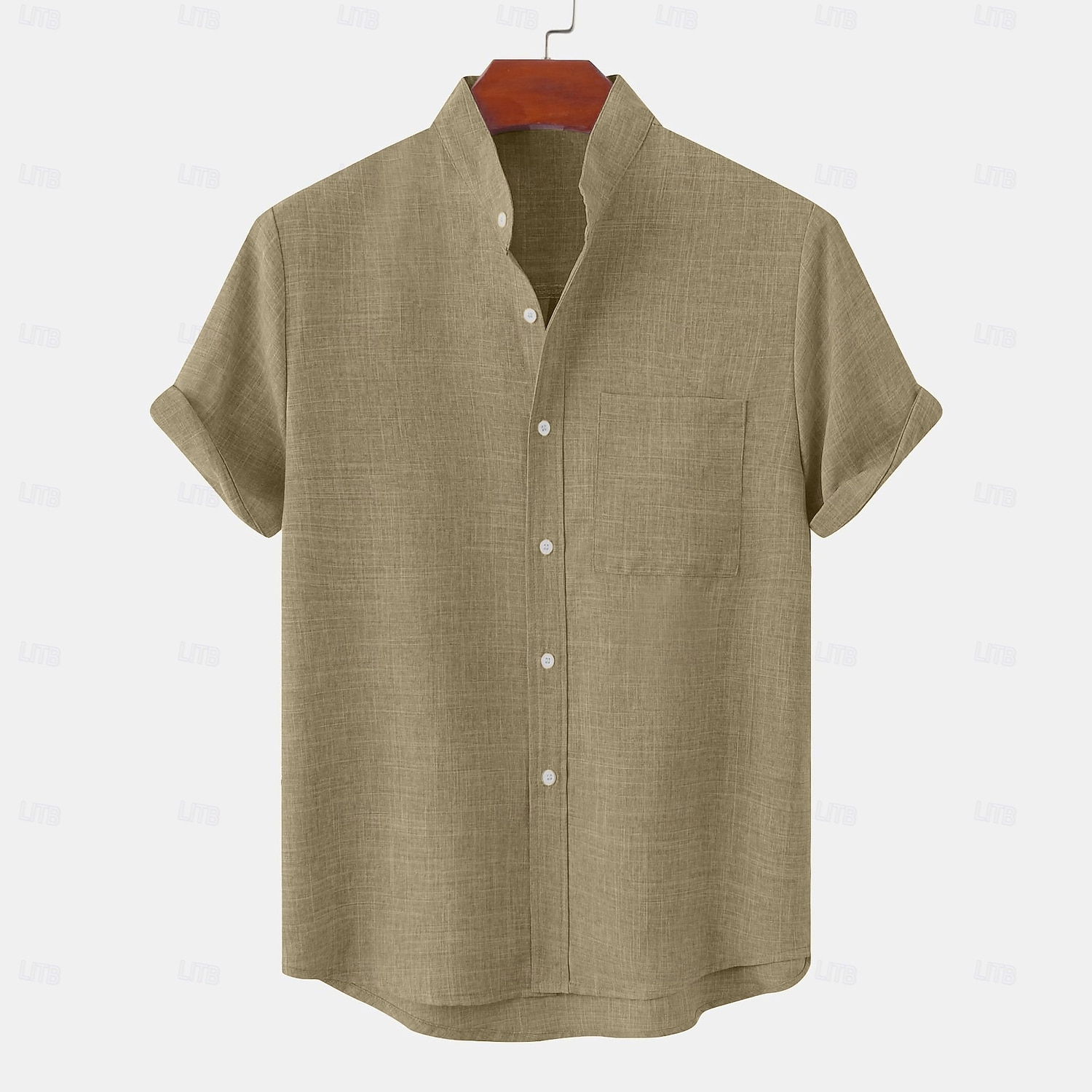Hombre Camisa de lino Camisa casual Camisa con cuello mao Plano Playa Vacaciones Negro Blanco Amarillo Rosa Manga Corta Henley Primavera verano Ropa Bolsillo delantero 2026 - $9.99 –P14
