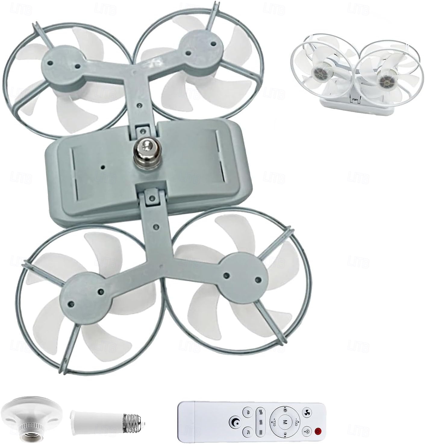Ανεμιστήρας οροφής LED σε στυλ drone με φως, μοντέρνος φωτισμός &ροή αέρα σε ένα, ρύθμιση 3 ταχυτήτων &Φωτισμός LED 3 χρωμάτων, υποδοχή λάμπας e27, τηλεχειριστήριο, για υπνοδωμάτιο, σαλόνι, γραφείο 2026 - $35.99 –P1