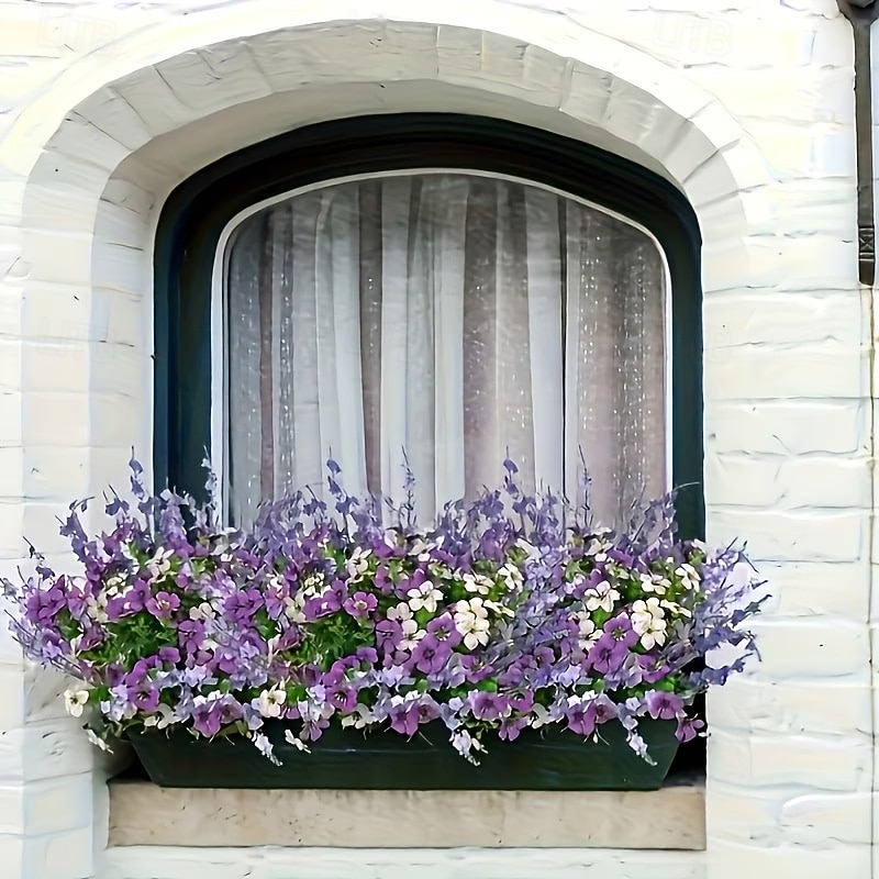 30 künstliche Blumenarrangements in Lila und Weiß mit Lavendel, Veilchen, Perserfarn und Eukalyptus, realistische, farbechte Seidenblumen für Garten, Zuhause, Hochzeit, Party, Balkon und Terrasse 2026 - $25.99 –P6