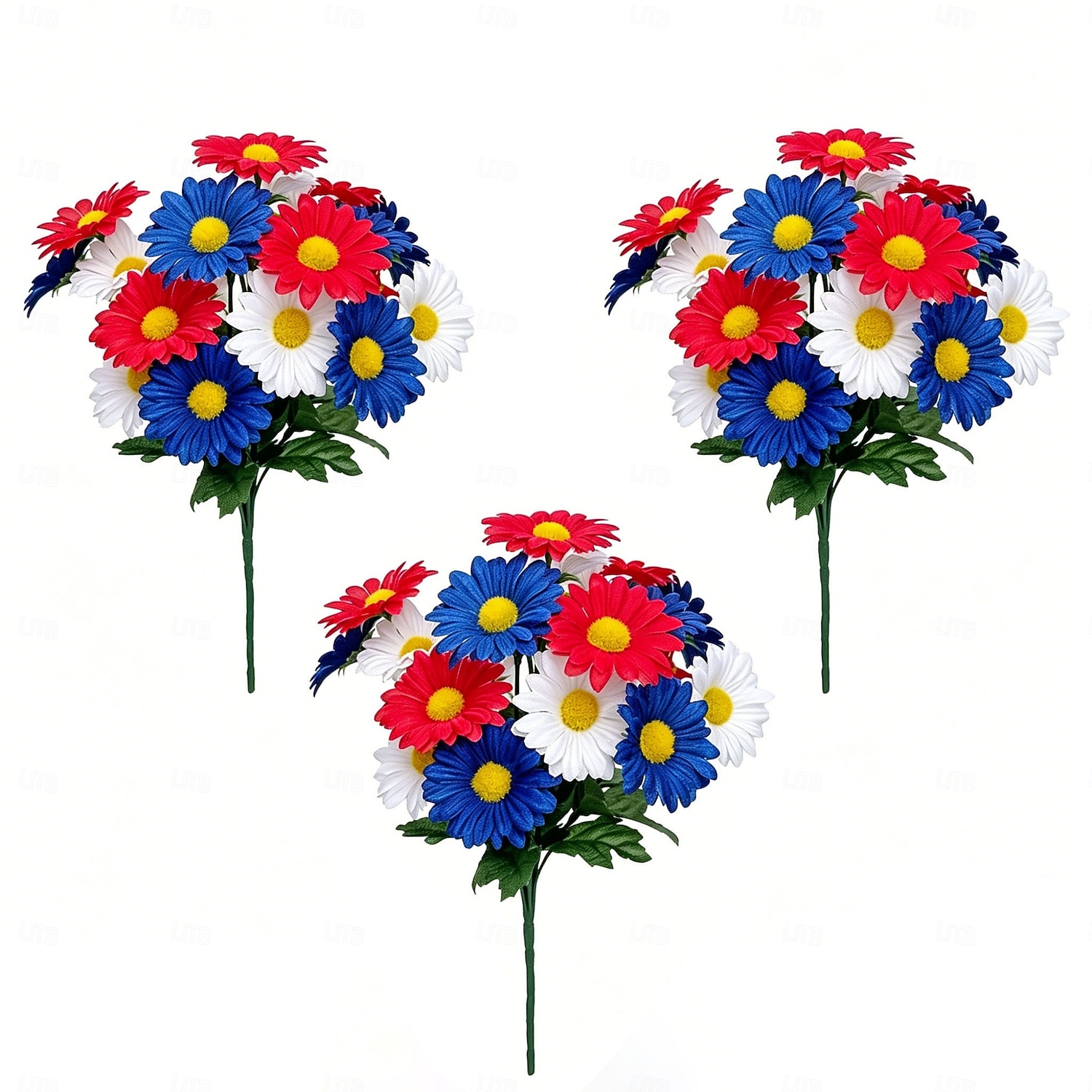 3Pcs 250th Anniversary Artificial Chrysanthemums & Rose Flowers, Reusable Plastic Flowers for American Independence Day Decorations, 4th of July Party Decor, Home & Garden Centerpieces 2026 - $20.99 –P15