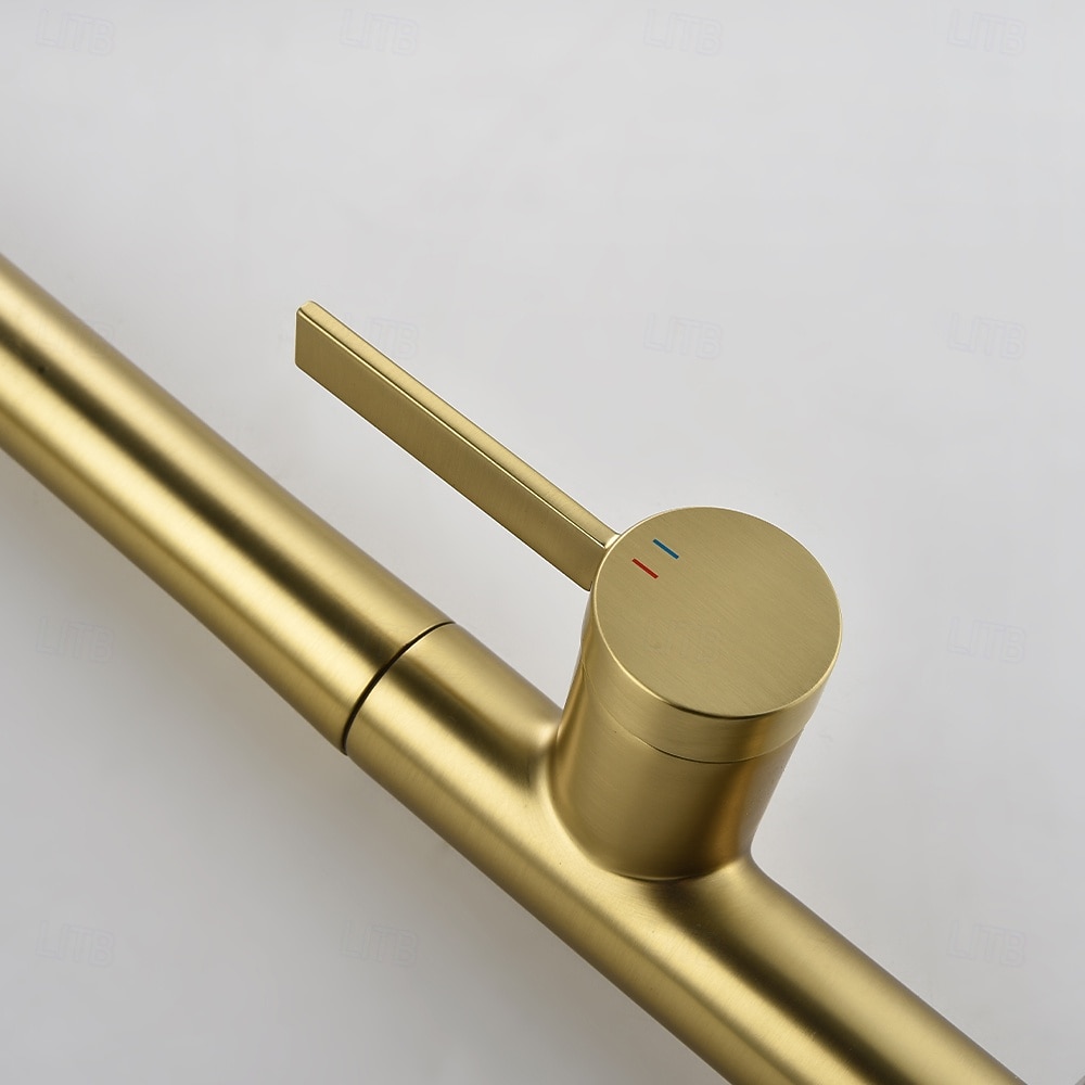 Кухонный смеситель с выдвижным распылителем, однорычажный смеситель с высоким изливом для мойки, прочная латунная конструкция, двухфункциональная распылительная головка, простая установка. 2026 - $216.99 –P25