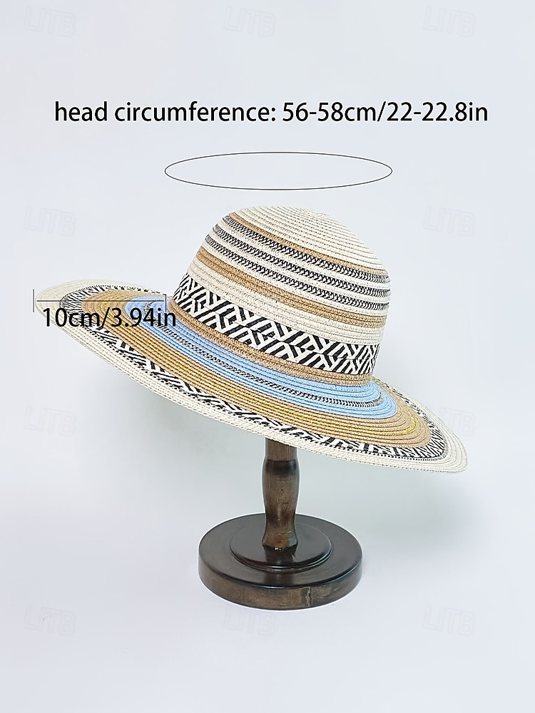 Women's Bohemian Striped Straw Tote Bag and Sun Hat Set, Boho Ethnic Woven Beach Vacation Handbag Set in Multiple Colors for Resort Travel, Casual Summer Outfits and Everyday Wear 2026 - $29.99 –P10