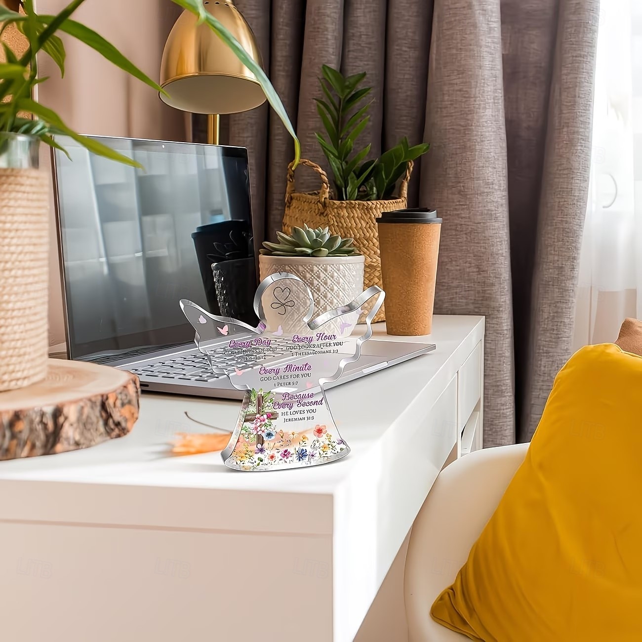 מתנה דתית מוטיבציונית אחת, פסוק תנ"ך, מתאימה לאמא, אחיות, חברות ועמיתים, קישוט שולחן עבודה אקרילי בצורת מלאך 2026 - $9.99 –P3