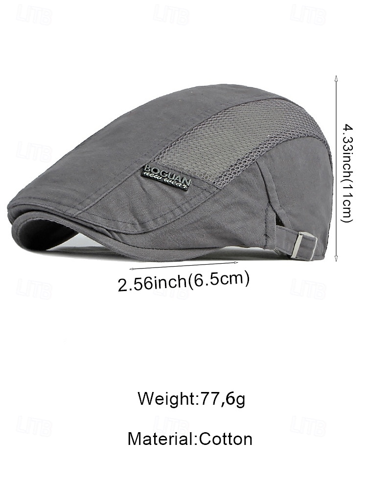 Men's Cotton Mesh Flat Cap, Adjustable Breathable Newsboy Ivy Hat for Daily Casual Wear, Beach Vacation, Travel and Outdoor Summer Styling 2026 - $14.99 –P14