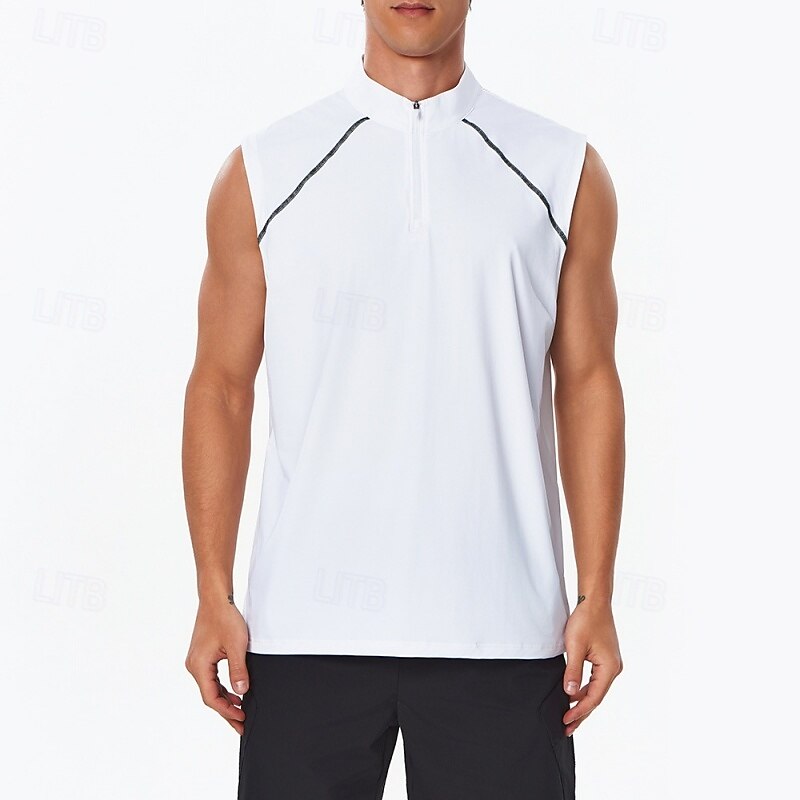 Men's Solid Colored Workout Tank Top Running Tank Top Gym Tank Top Summer Spring Quarter Zipper Sleeveless Quick Dry Compression Moisture Wicking Breathable Gym Workout Running Walking Jogging Black 2026 - $23.99 –P4