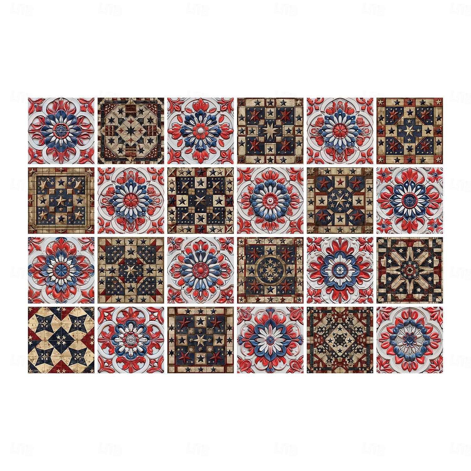 24PCS Peel and Stick Tile Stickers, Moroccan Pattern PVC Wall Decals, Self-Adhesive Removable Wallpaper for Renters, for Bedroom Bathroom Cabinet, Easy Installation 2026 - $15.49 –P3