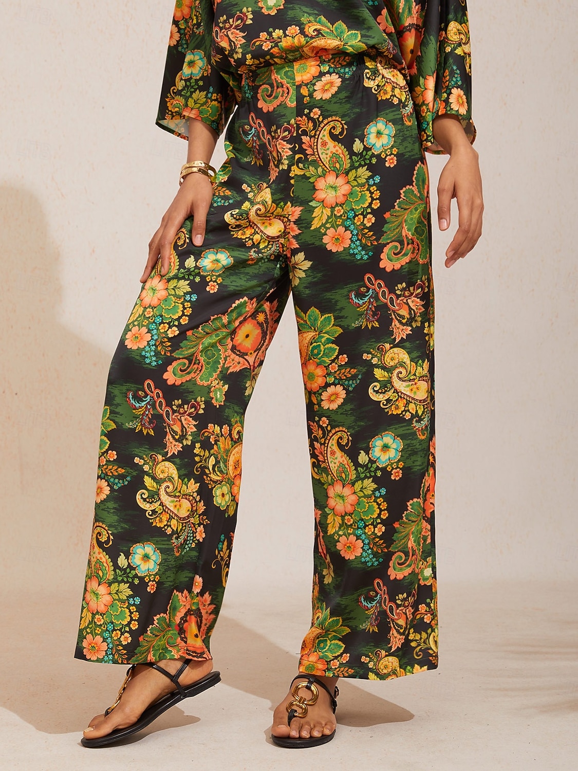 Seidensatinhose mit Paisley-Muster und weitem Bein 2026 - $67.99 –P1