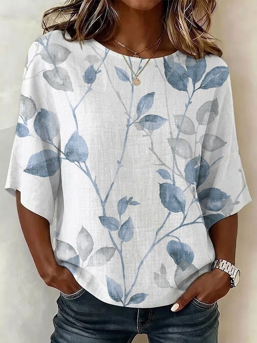 Per donna Camicia Stampato Floreale Grafico Vintage Quotidiano Elegante Mezza Manica Girocollo Top Regolari Casuale Quotidiano Ferie Blu Rosa Viola Estate Primavera Autunno del 2026 a $32.99 –P2