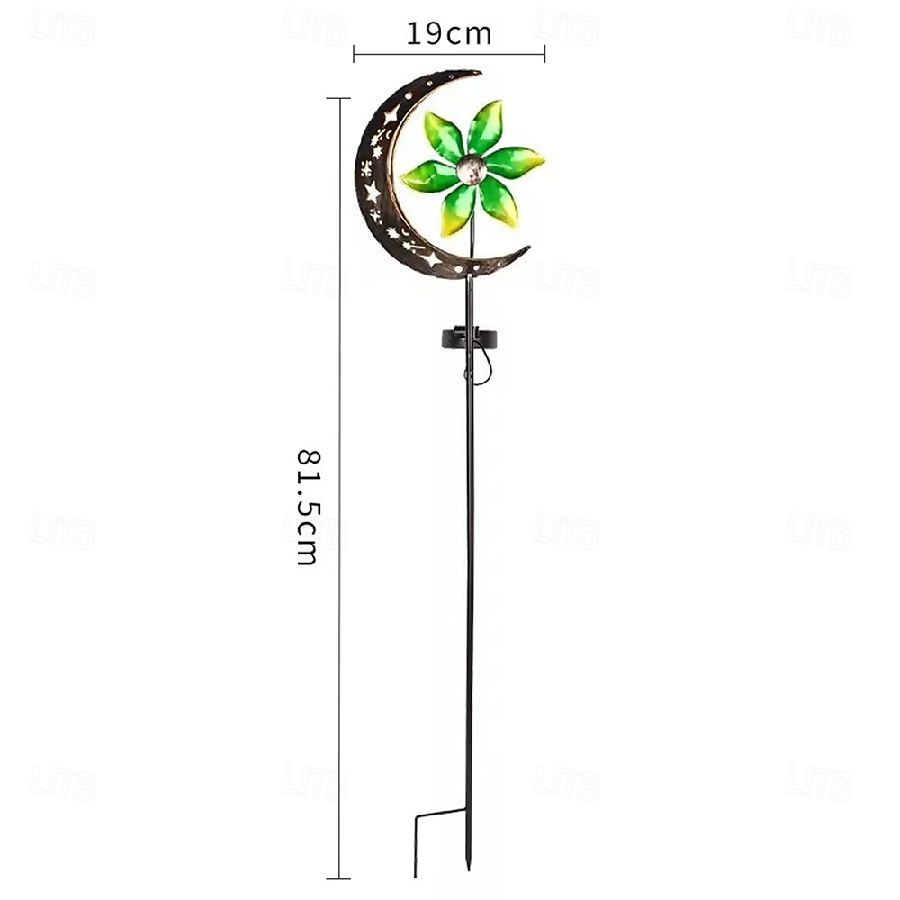 Solar Moon Wind Spinner Metal Garden Stakes Outdoor Decor Yard Spinners Pinwheels Waterproof Landscape Path Lighting Ornament 1pc 2026 - $35.99 –P1