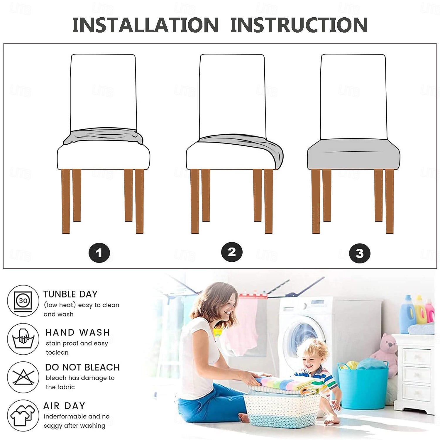 Husa scaunului rezistent la apa pentru sufragerie bucatarie husa scaun jacquard elastic husa scaun detasabila lavabila anti-praf huse de protectie perna scaunului scaunului 2026 - $13.49 –P3