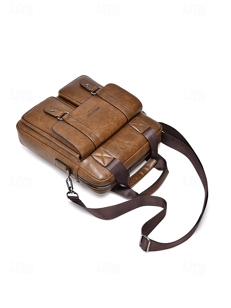 Messenger Bag für Herren aus Kunstleder, geräumige Aktentasche mit mehreren Fächern und verstellbarem Schultergurt, stilvolle Reisetasche für Freizeit und Beruf, geeignet für den täglichen Arbeitsweg und die Arbeit. 2026 - $32.99 –P8