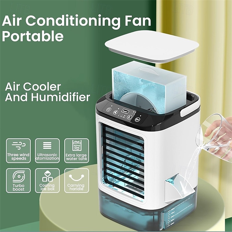 Ventilatore condizionatore portatile, raffrescatore evaporativo personale da 1400 ml con 10 ore di autonomia, ventilatore da tavolo con umidificatore a nebulizzazione, mini condizionatore a 3 velocità del 2026 a $62.99 –P6