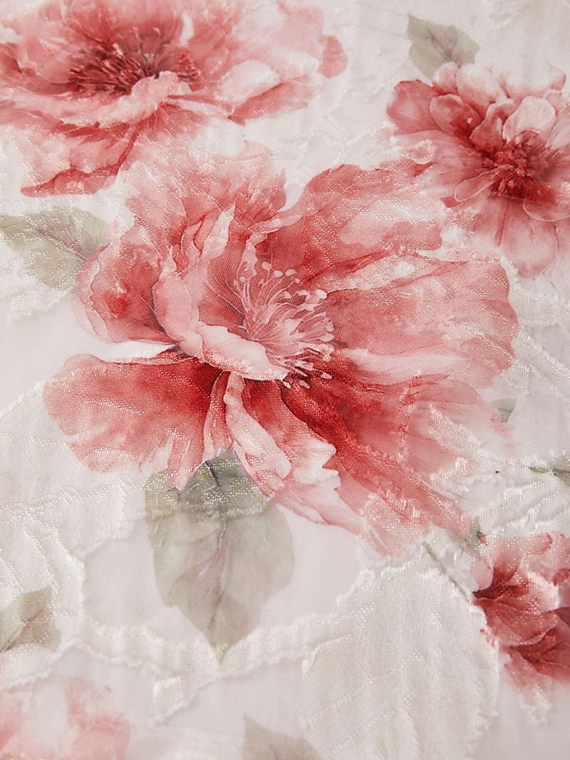 A-Line Tea Length Party Dress Cocktail Dress Wedding Guest Dress Mother of the Bride Dress 3/4 Length Sleeve V Neck Shirt Collar Elegant Vintage Formal Organza Jacquard with Floral Print 2026 - $174.99 –P2