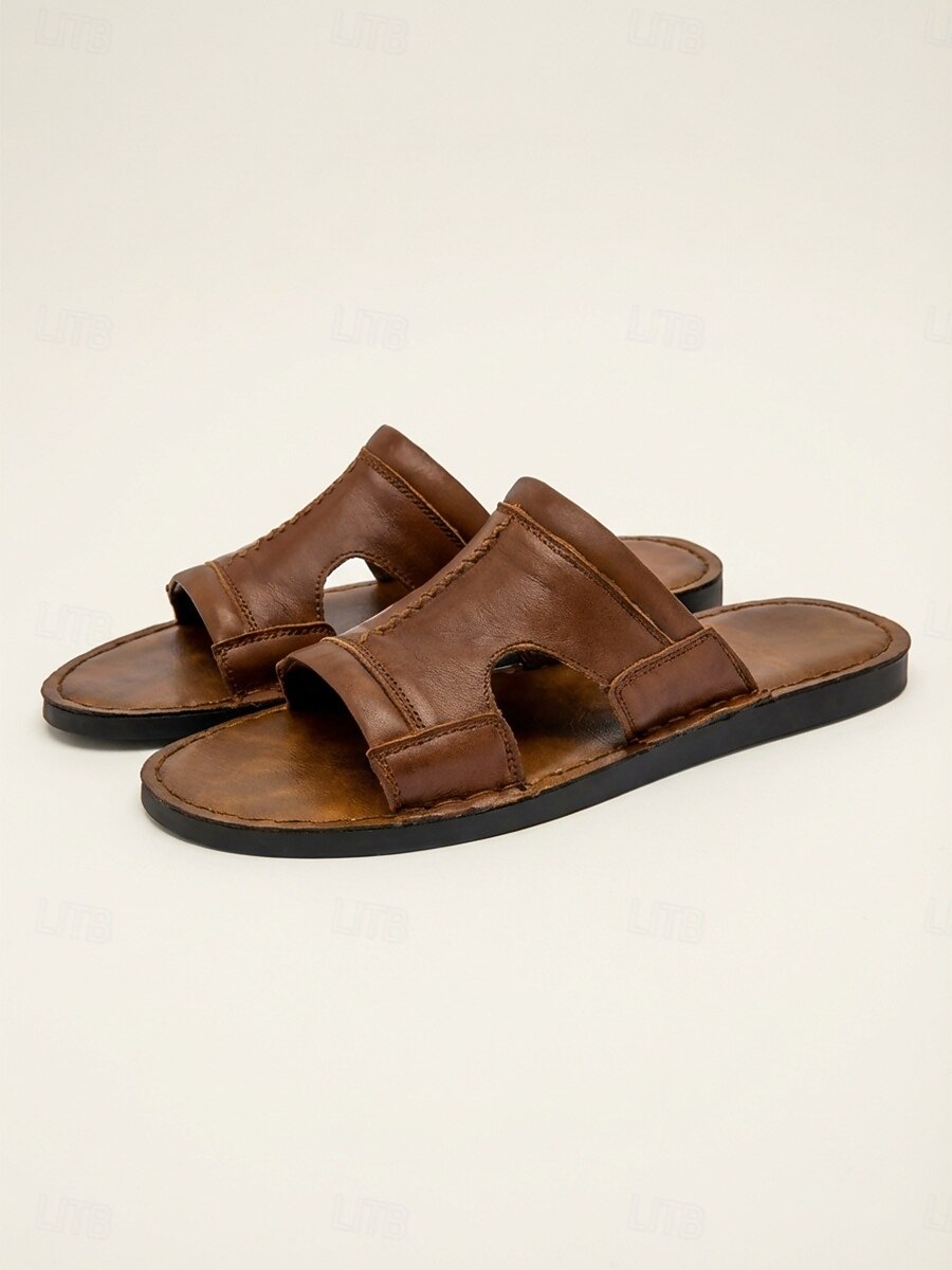 Braune Herren-Fischersandalen aus Kunstleder, offene Zehenpartie, bequeme Strandschuhe für Strandurlaub, Reisen ans Meer, Küstenwanderungen, Freizeit im Resort und sommerliche Freizeitkleidung 2026 - $46.99 –P4