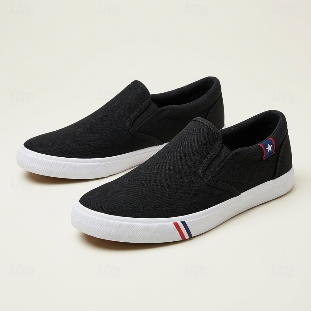Sneakers casual da uomo nere slip-on, leggere e comode, ideali per camminare, minimaliste e basse, perfette per l'uso quotidiano, i viaggi, le uscite del fine settimana e uno stile casual elegante. del 2026 a $29.99 –P4