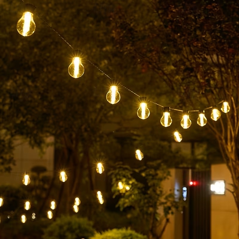 napelemes kültéri kemping hangulatvilágítás 5m 20leds 8 világítási mód napelemes gömb alakú fényfüzér ünnepi esküvői parti kerti erkélydekorációs lámpa 2026 - $35.99 –P1