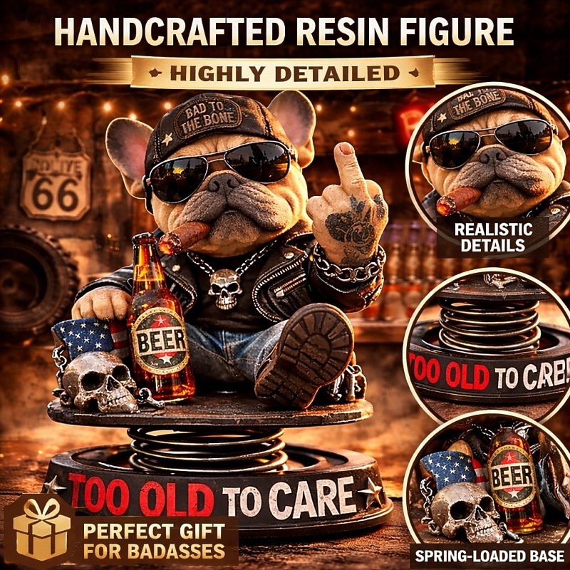 Too Old To Care Dashboard Bobblehead, Handmade Resin French Bulldog Biker Figurine Funny  Gift for Dad to Old Man Office Car Decor Gift, Handmade Collectible 2026 - $25.99 –P2