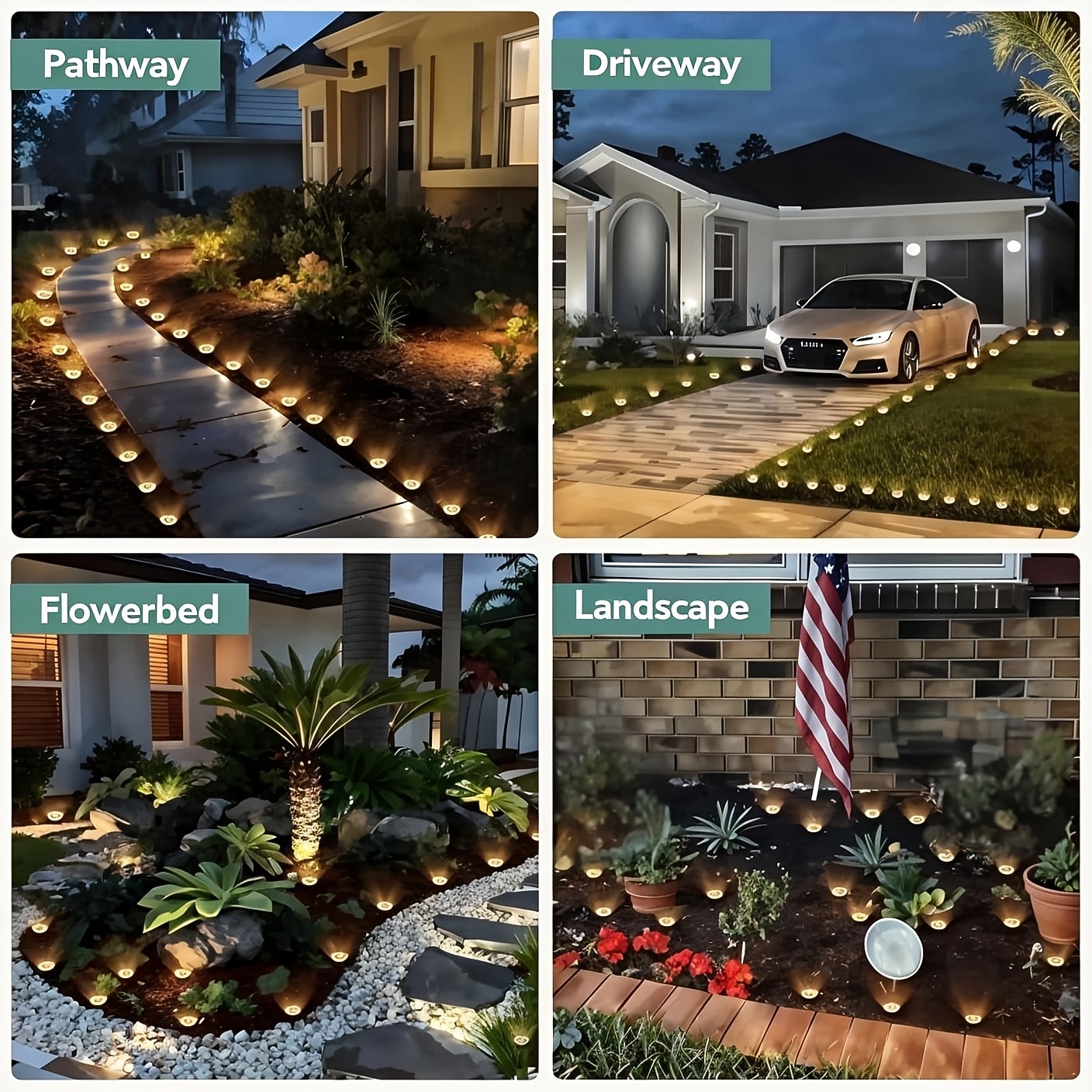 16 Pcs Outdoor Solar Garden Lights, IP44 Waterproof Pathway Lights with 8 LED Beads, Decorative Ground Stake Lights for Yard, Lawn, Flower Bed, Farm, Patio, Driveway, Landscape, Outdoor Decor 2026 - $53.99 –P9