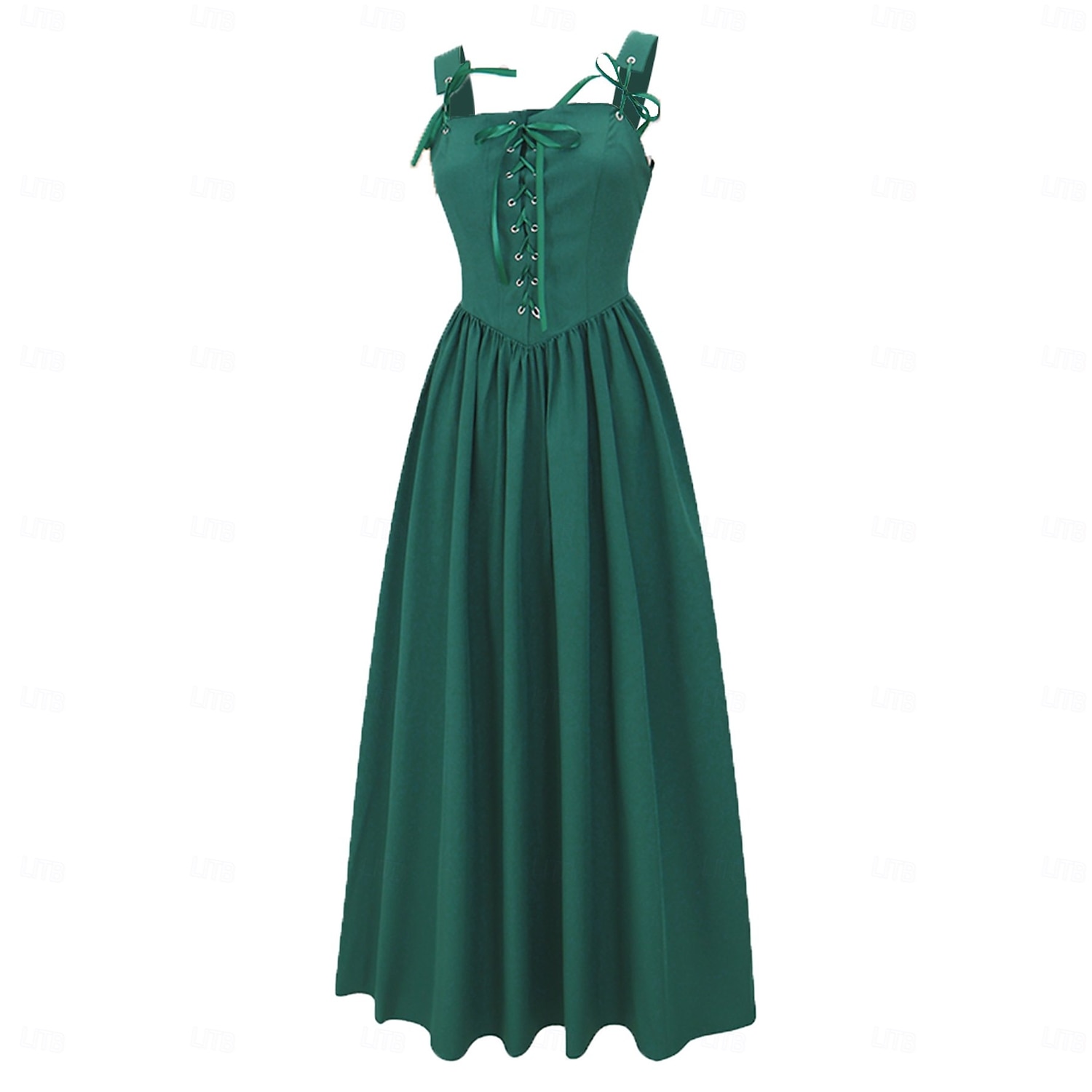 Vintage Medieval Renaissance Long Length Dress Fairy Lace up A-Line Fancy Dress Women's Fantasy Halloween Carnival Masquerade Renaissance Fair LARP Retro Theme Party Adults Dress 2026 - $74.99 –P2