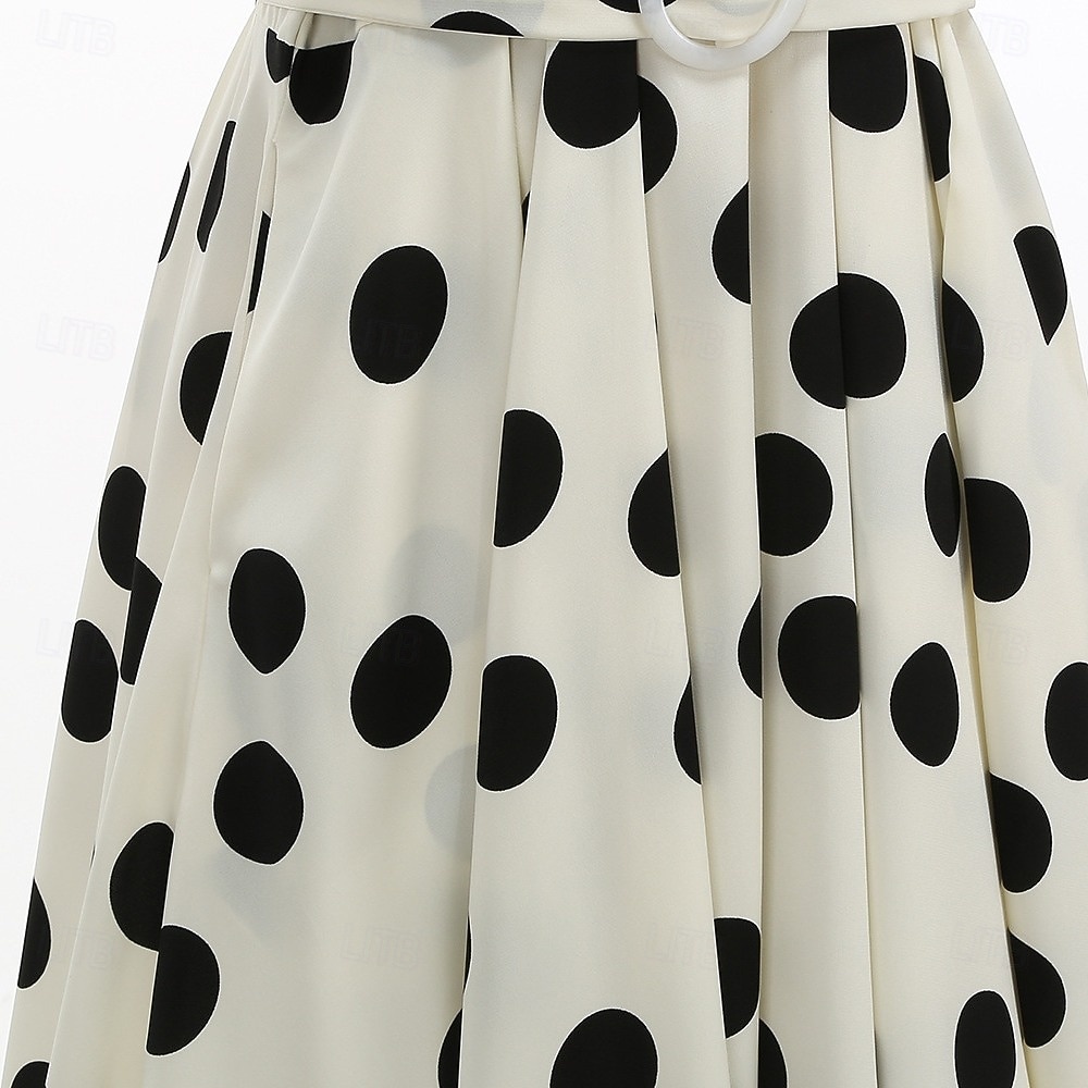 1950er Retro Vintage Rockabilly Midlänge Kleid Swing-Kleid Ausgestelltes Kleid Kurze Ärmel Einfarbig Tupfen Tailliert und ausgestellt Schaukel V Ausschnitt Kostüm Damen Lässig Party Alltagskleidung 2026 - $49.99 –P6