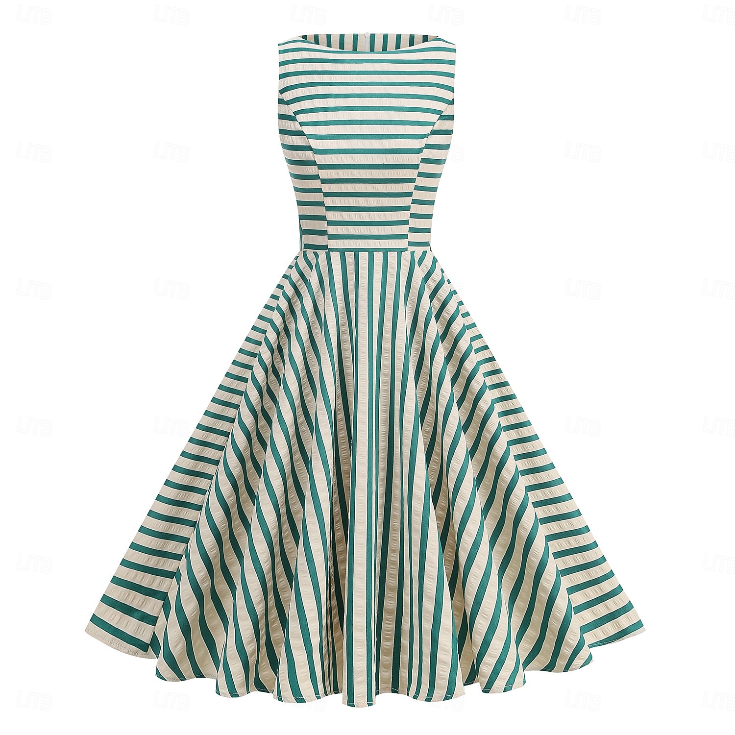 1950s Retro Vintage Midi Dress Swing Dress Flare Dress Sleeveless Striped Fit & Flare Swing Round Neck Fancy Dress Women's Carnival Casual Party Dailywear Adults' Dress Spring & Summer 2026 - $47.99 –P1