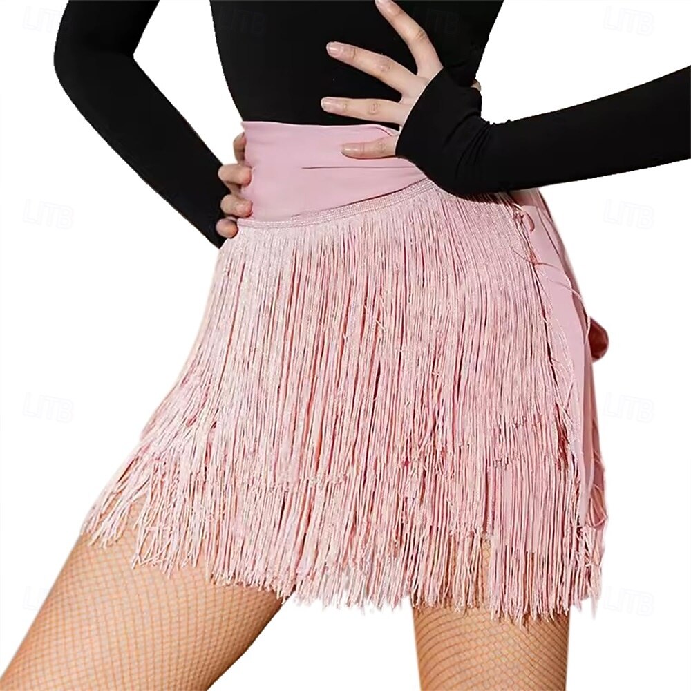 Women's Pink Latin Dance Skirt - Multi-Layered Fringe Tassel Wrap Mini Skirt for Salsa, Cha Cha & Samba 2026 - $73.99 –P2