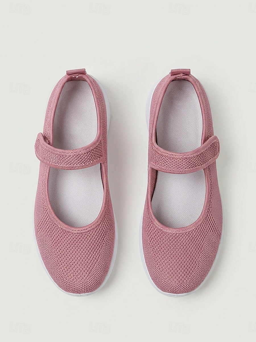 Zapatillas deportivas rosas de punto estilo Mary Jane para mujer, con correa ajustable, calzado cómodo y transpirable para uso diario, para caminar y para todo el día. 2026 - $19.99 –P5