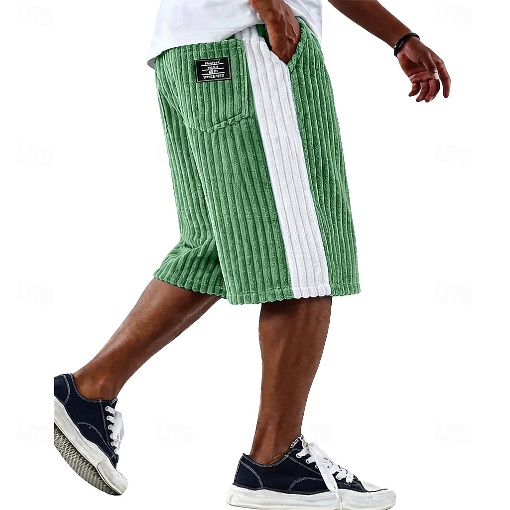 Herr Shorts Casual shorts Manchester Shorts Texturerade shorts Lappverk Färgblock Slät Enfärgat Komfort Andningsfunktion Knelängd Ledigt Utomhus Strand Semester Mode Svart Grön Oelastisk 2026 - $26.99 –P3