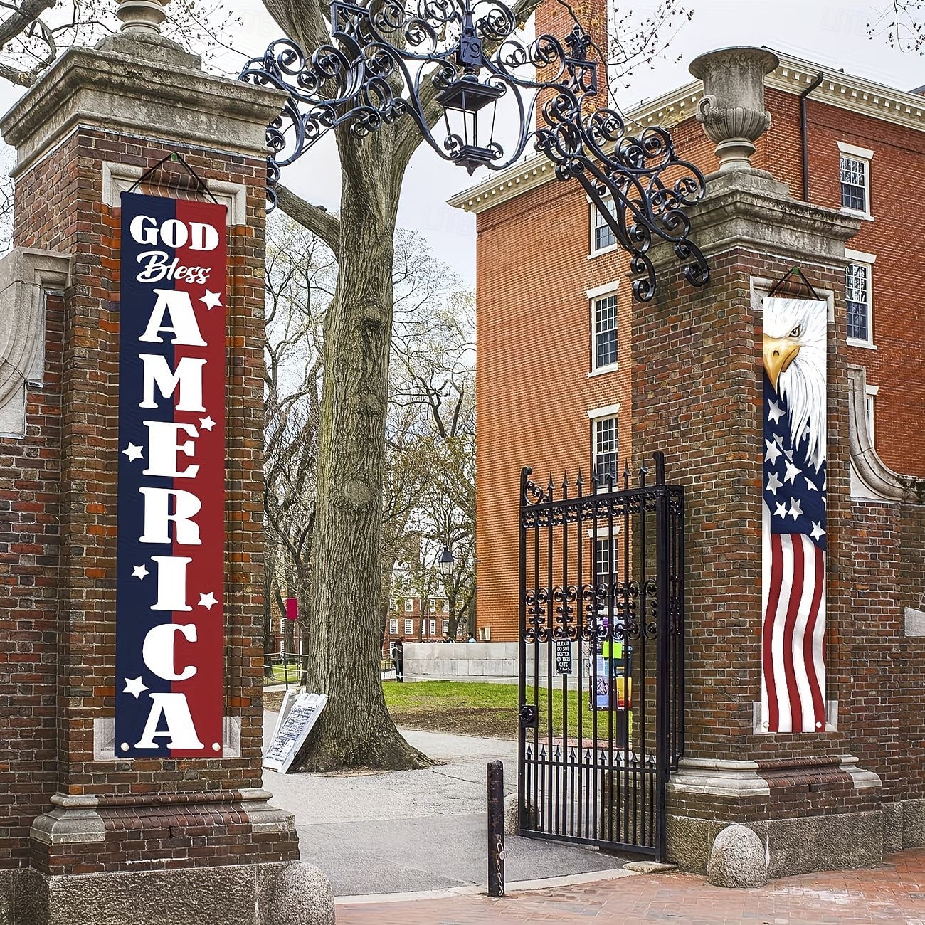 1/2 par de bandeiras patrióticas com águia e porco para o 4 de julho, com a frase "Deus abençoe a América", decoração para porta de entrada com a bandeira americana, estrelas e listras para o Dia da de 2026 por $15.99 –P1