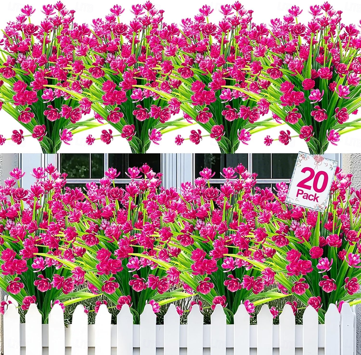 20 Bundles Artificial Flowers for Outdoors, Summer Spring Grass Camellia Fake Flowers Plastic Plants, UV Resistant No Fade Faux Greenery for Gardens Porch Cemetery Decor 2026 - $29.99 –P9