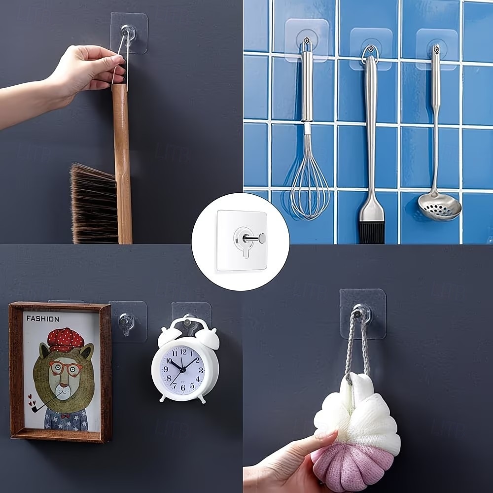 50PCS Heavy-Duty Drill-Free Wall Hooks - Damage-Free Installation, Waterproof Bathroom and Kitchen Hooks with Strong Adhesive Backing, Damage-Free Removal, Suitable for Photos, Posters, Clocks, Towels 2026 - $13.99 –P3