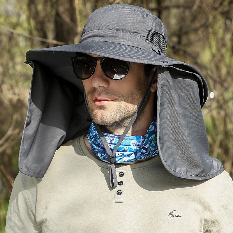 Zonnehoed Wandelhoed Vispet Hoed Kampeerhoed waterdicht Zonbescherming UV-Bescherming Zomer Lente Herfst Trekkoord Brede rand met nekflap Voor heren Vissen Activiteit 2026 - $17.99 –P2