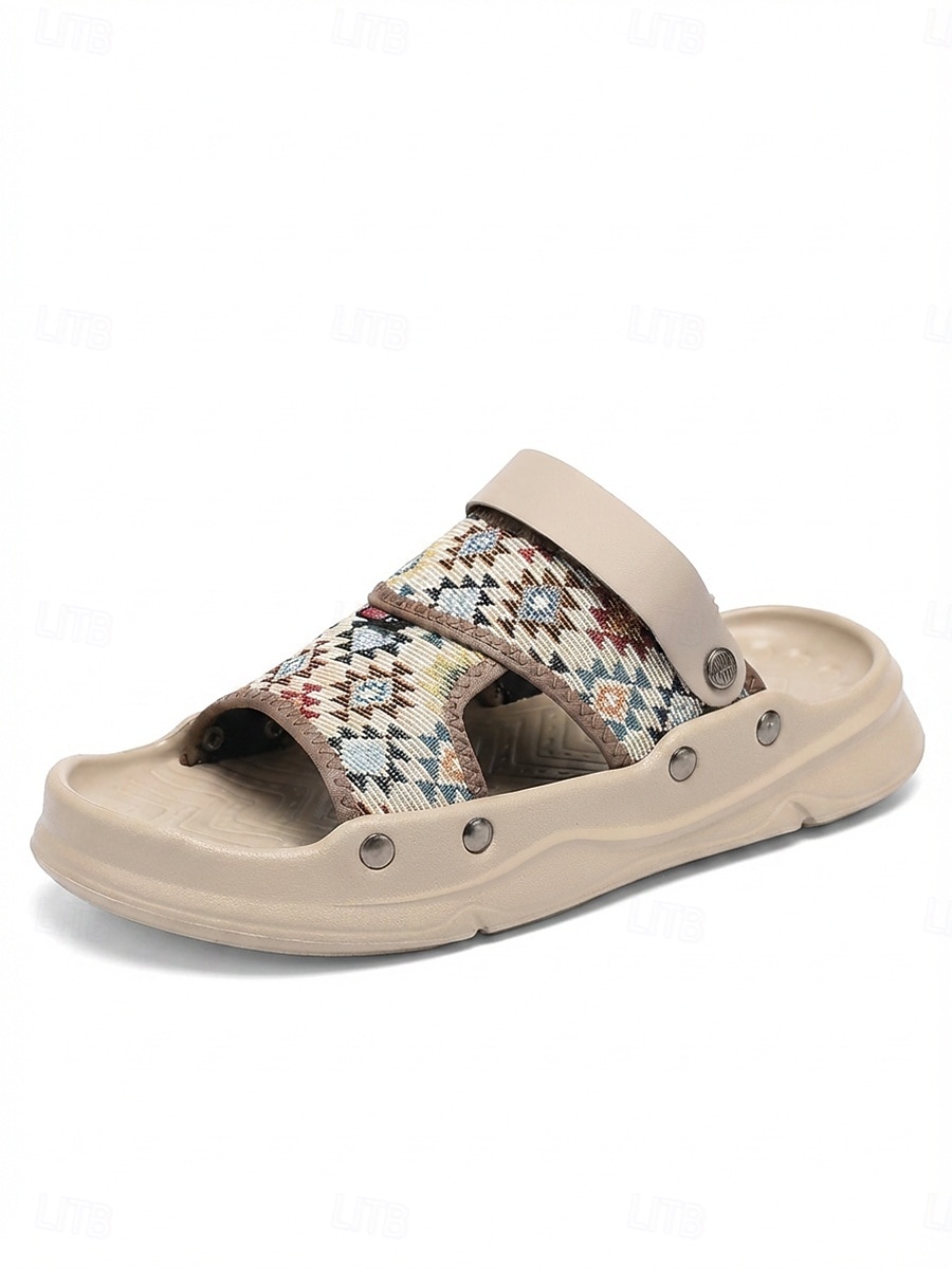 Men's Beige Snakeskin Print Slide Sandals Open-Toe Casual Summer Footwear Lightweight Comfort Shoes for Beach Vacation, Resort Wear, Travel, Poolside Relaxing and Daily Leisure 2026 - $34.99 –P5